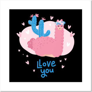 llama valentines day Posters and Art